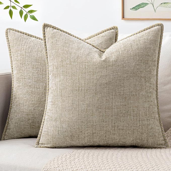 MIULEE Decorative Couch Throw Pillow Covers 18x18 Inch Light Taupe 2 Pack | by MIULEE