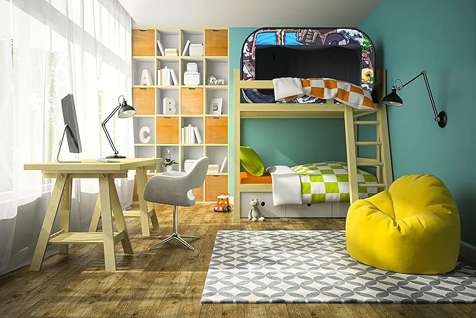 Skywin Kids Bed Tent Twin - Boys Fort for Kids - Pop Up Privacy Tent, Collapsible, Breathable, Light Reducing Pongee Bed Canopy for Warm and Cozy Night (Tank, Twin)