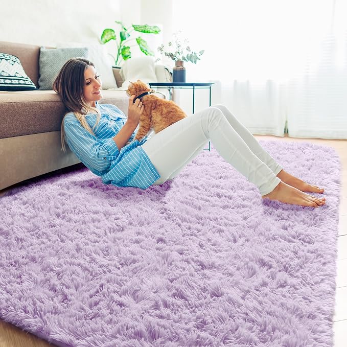 Purple Rugs for Girls Bedroom 6x9 Ft Fluffy Living Room Area Rugs, Soft Bedside - Image 7