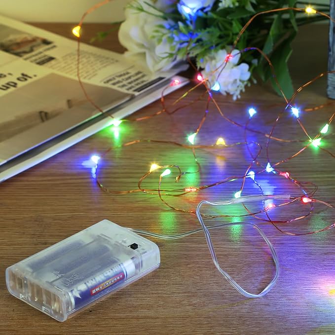 Sanniu Led Fairy Lights Battery Operated, 4 Packs Mini Battery Powered Copper Wire Starry String Lights for Christmas,Bedroom,Wedding,Parties,Patio,Indoor,Home Decoration (5m/16ft Multicolor)