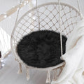 15.7 Inches Mini Black Round Faux Fur Sheepskin Area Rug, Fluffy Small Circle by TENNOLA