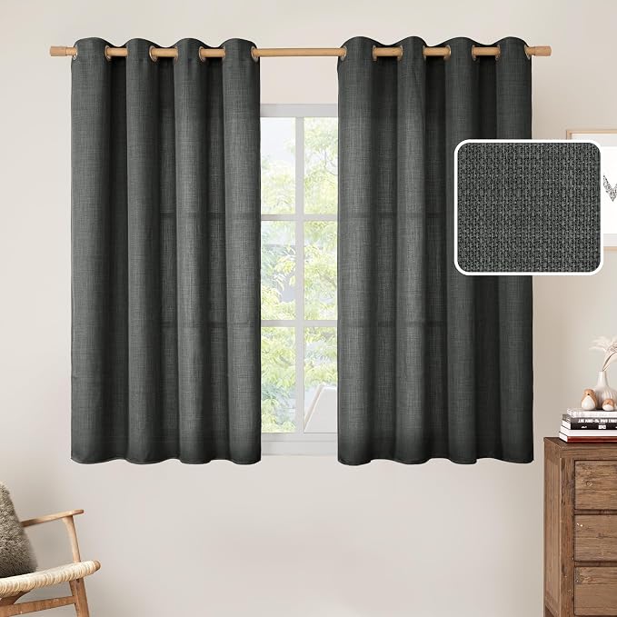 Light Filtering Linen Curtains 45 inch Length by LAMIT