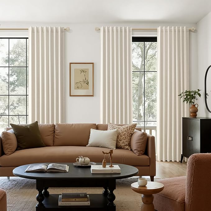 100% Blackout Linen Curtains for Bedroom 96 inches Long, Thermal Insulated Room - Image 9