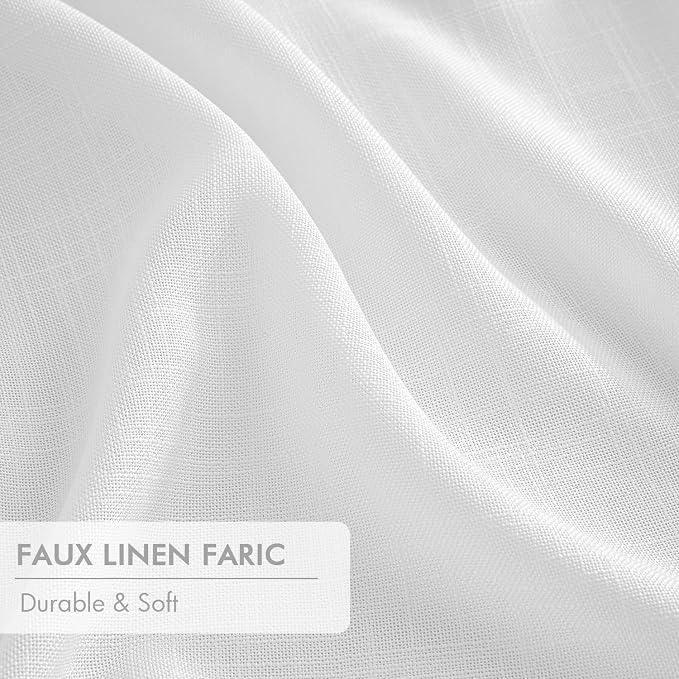 MIULEE White Pinch Pleated 100% Blackout Linen Curtains 40x108 Inches | Room - Image 6