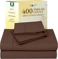 California Design Den Natural 100% Cotton King Size Sheets Set - Soft 400 Thread Count Sateen, Deep Pocket Bed Sheets, Breathable, Cooling and Durable Bedding Set - Espresso Chocolate Brown