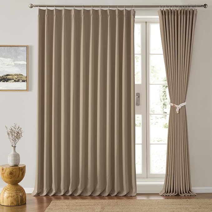 80 Inch Wide Black Pinch Pleated Curtains 80 x 90, Thermal Insulated Noise by KEQIAOSUOCAI