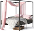 ZINUS Patricia Black Metal Canopy Platform Bed Frame, Mattress Foundation with Steel Slat Support, No Box Spring Needed, Easy Assembly, Full