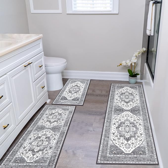HEBE Boho Kitchen Rugs Set of 3, Non Slip Washable Kitchen Mats - Image 8