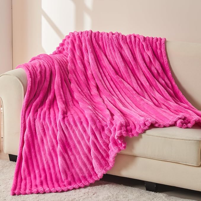 NEWCOSPLAY Fleece Ribbed Cozy Throw Blanket - Image 3