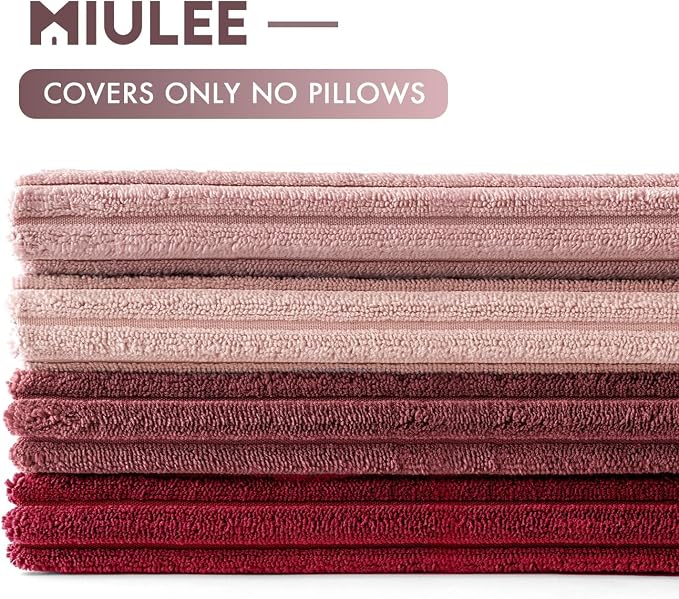 MIULEE Soft Corduroy Decorative Throw Pillow Covers Pink Series 20x20 | Set of 4 - Image 7