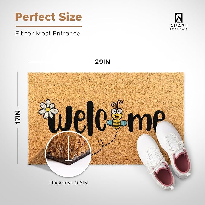 Coir Welcome Mat, 17 x 29 in | 100% Natural Coir, Anti-Shedding, Durable PVC - Image 2