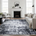 Area Rug Living Room: 6x6 Modern Washable Soft Carpet Dark Black | by FXRHLP
