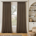 Dutch Cocoa 105 Inch Long Thick Linen Pinch Pleated 100% Blackout Curtains | by Twodrapes