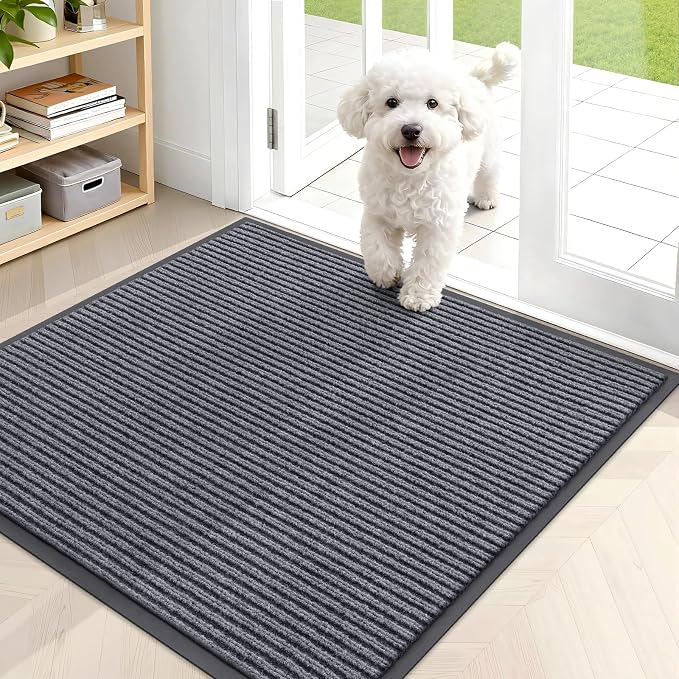 OLANLY Front Door Mat 35x30, Waterproof Heavy-Duty Indoor Outdoor Doormat | Grey by OLANLY