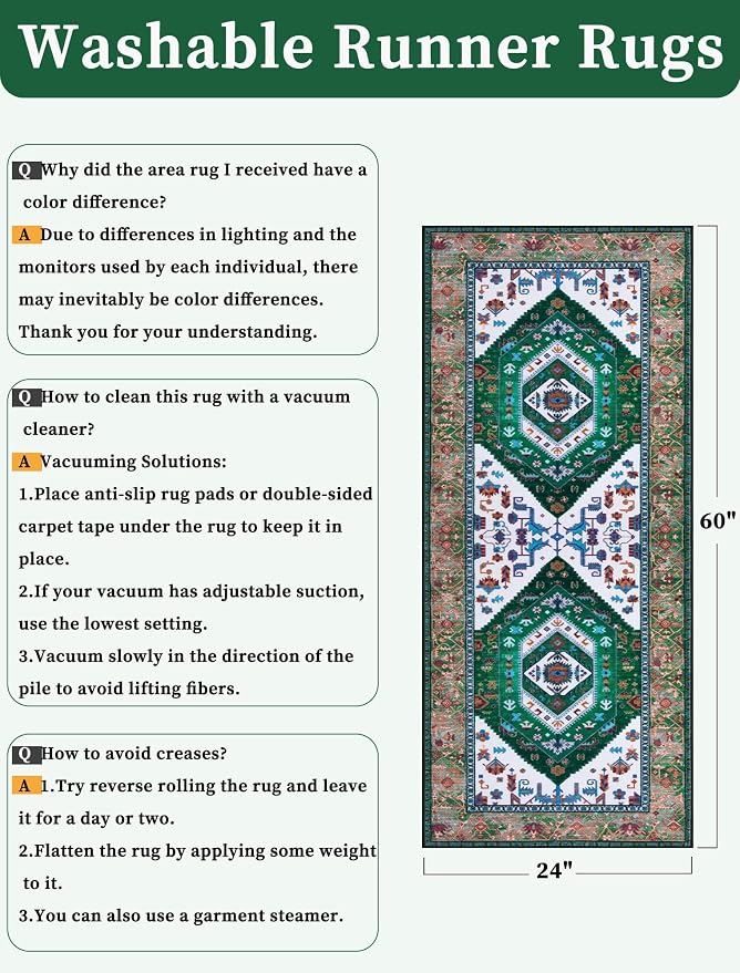 SERISSA 2x5 Washable Non Slip Boho Runner Rug - Image 6