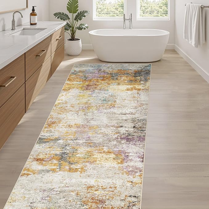 LOONGRUG Runner Rug 3x8 Washable Non-Slip Kitchen Neutral Modern Rug | Abstract - Image 5
