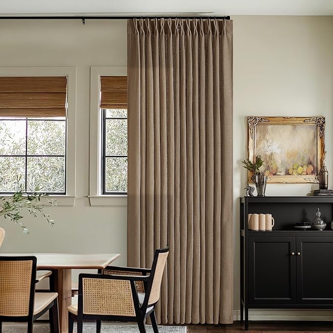 Pinch Pleat 105 Inch Light Filtering Linen Curtains Dutch Cocoa 2 Panels | Semi - Image 9
