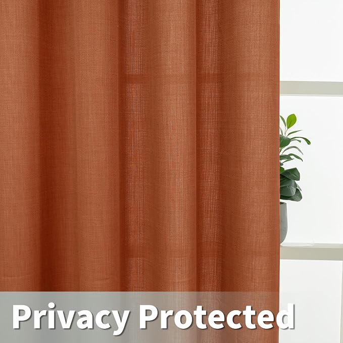 Terracotta 72 Inch Linen Curtains - Image 4