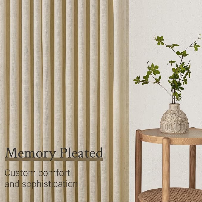 102 Inch Long Curtains Pinch Pleat Linen Curtains - Image 4