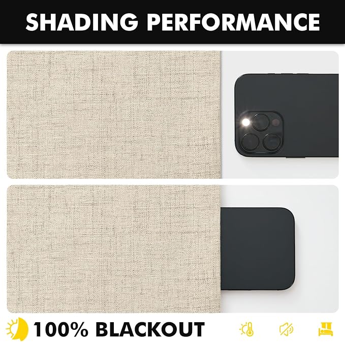 MIULEE 100% Blackout Linen Curtains 42 x 90 Inch Cobblestone 2 Panels | Thermal - Image 7
