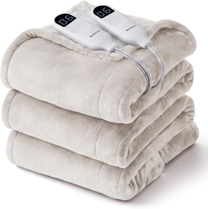 Bedsure Heated Blanket Queen Size, Dual Control Electric Blanket, Cream | by Unknown