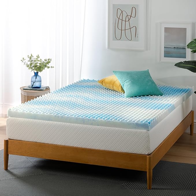 ZINUS 3 Inch Swirl Gel Cooling Memory Foam Mattress Topper, Smaller, More Convenient WonderBox Packaging, Cooling, Airflow Design, CertiPUR-US Certified, Full