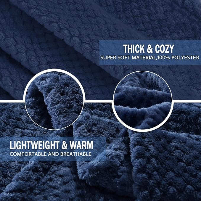 Exclusivo Mezcla Soft Waffle Fleece Bed Blanket Queen Size, Cozy Flannel - Image 7