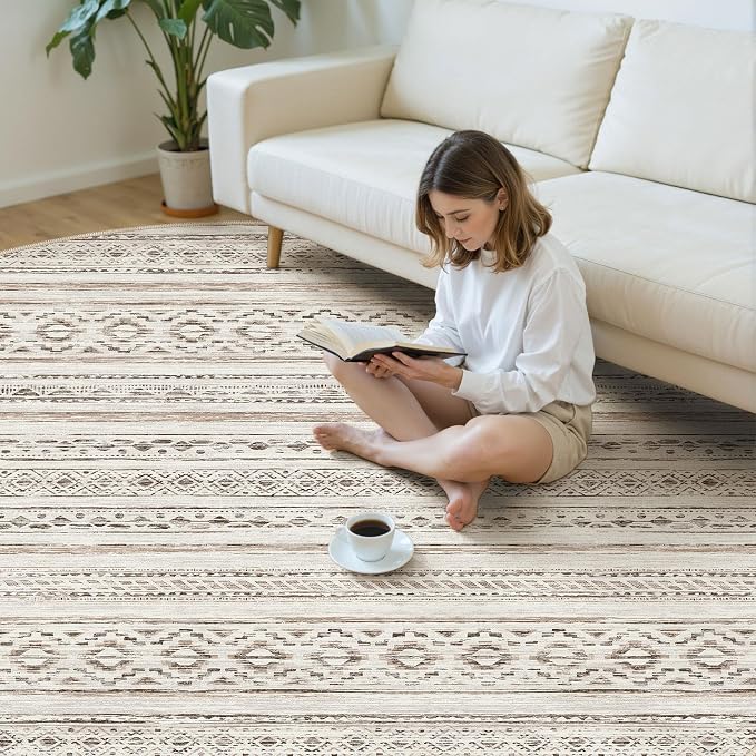 cotiled 8x8 Round Rug 8ft Circle Living Room Boho Area Rugs | Solve Modern - Image 4