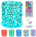 Minetom Upgraded Color Changing Fairy String Lights - 66 ft 200 LED 24 Colors USB Silver Wire Lights with Remote and Timer for DIY Bedroom Party Indoor Christmas Decoration, Adapter Included