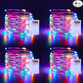 Christmas Multicolor Fairy Lights Battery Operated 4 Pack 16.4Ft 50 LEDs Silver Copper Wire Twinkle Lights for Halloween Bedroom Indoor Outdoor Wedding Dorm Parties Holiday Yard Decorations