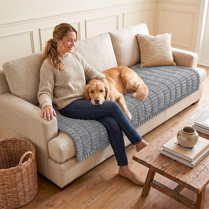Couch Cover for Dogs, Washable Non Slip Plush Flannel Sofa Protector | Thick - Image 2