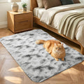 3x5 Tie-Dyed Grey and White Fluffy Area Rug Non-Slip by ModernHomeDecor