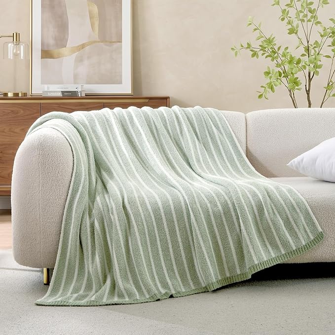 Snuggle Sac Ultra Soft Throw Blanket, Sage Green, Cozy Knitted Ribbed, Fuzzy - Image 7