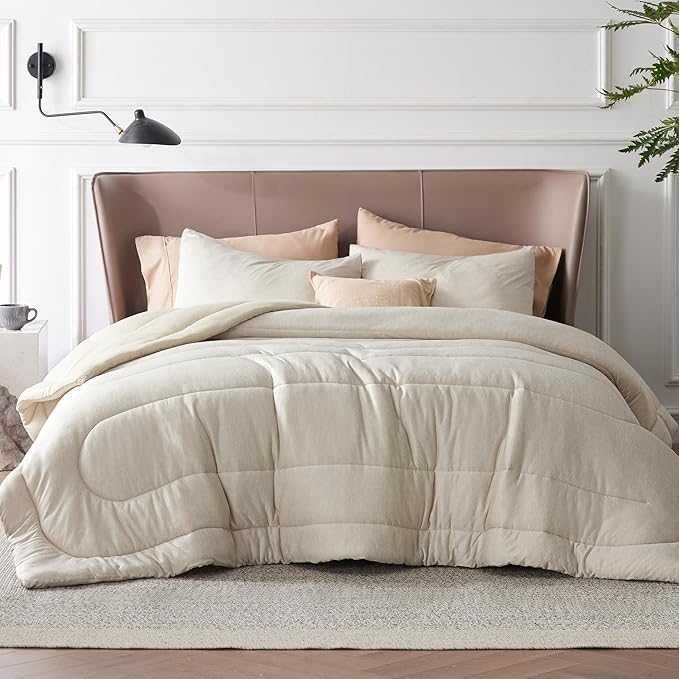 Bedsure California King Comforter Set - Cooling and Warm Bed Set, Linen Reversible Bedding for All Season, 3 Pieces, 1 California King Size Comforter (104"x96") and 2 Pillow Cases (20"x36")