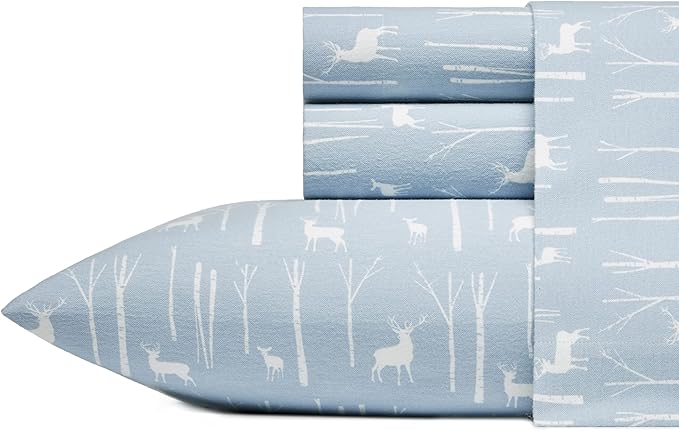Eddie Bauer - King Sheets, Cotton Flannel Bedding Set, Brushed For Extra Softness, Cozy Home Decor (Birch Forest, King)