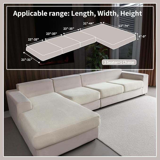 OHSIO Sectional Couch Covers, Wear Resistant Stretch Sofa Covers Washable Soft - Image 2