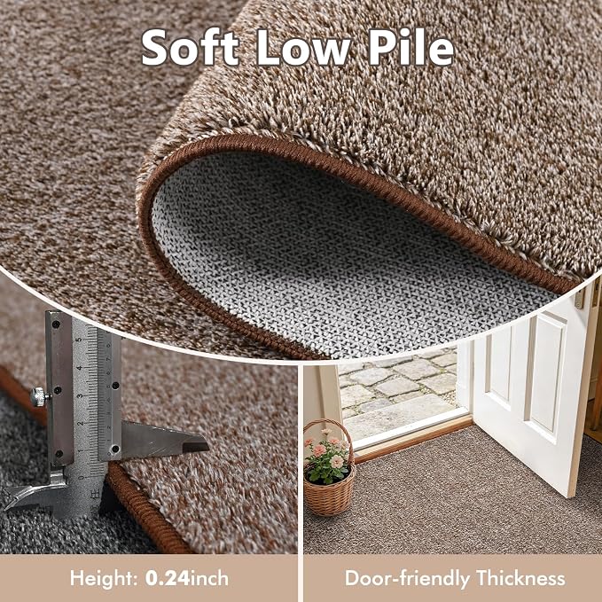 3x5 Coffee/White Area Rug Washable Non-Slip Soft Thin - Image 5
