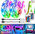 HOUHUI LED Strip Lights Kit, 2x6.56Ft RGB LED Lights Strip for 40-60in TV LED Backlight, Color Changing Strip Light Waterproof IP65 with Remote, USB TV Lights Bias Lighting for Home PC Monitor Desk