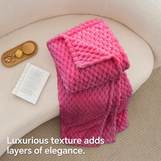 BEDELITE Hot Pink Twin Blanket for Couch, Soft Cozy Gifts for Women, 60*80 | 3D - Image 7