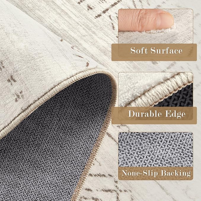 cotiled Hallway 3x10 Runner Rugs Washable Boho Rug Brown Cream | Solve Modern - Image 6