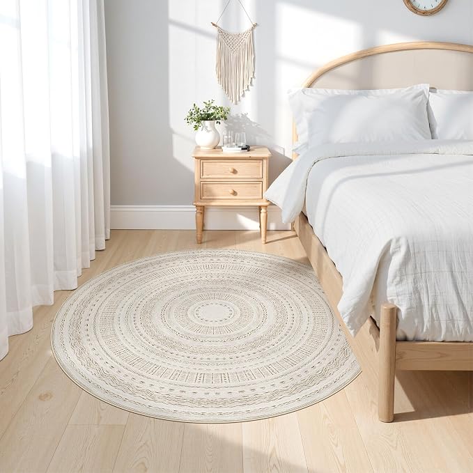 cotiled 5x5 Round Rug 5ft Circle Living Room Boho Area Rugs | Solve Modern - Image 2