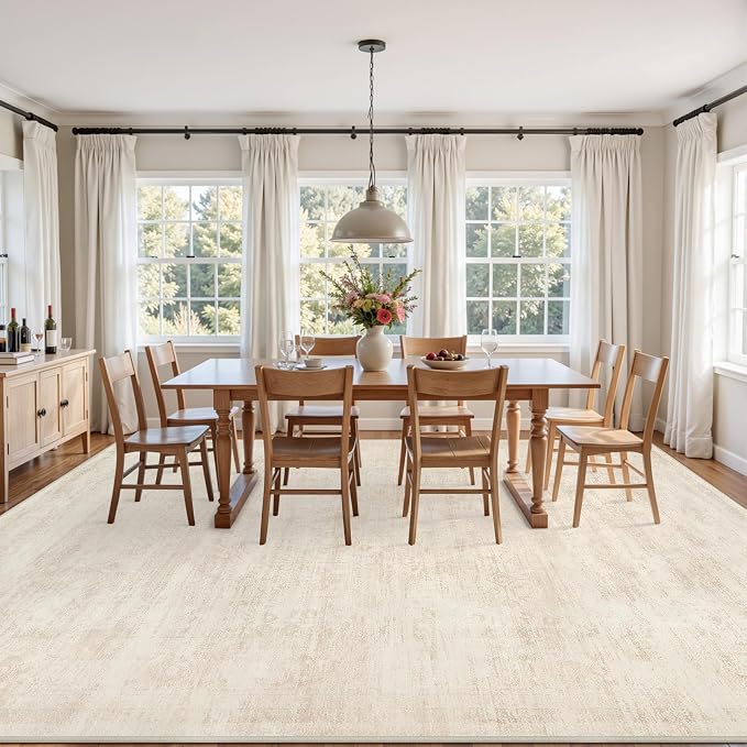5x7 Area Rugs Living Room: Bedroom Washable Carpet Retro Beige | Large Vintage - Image 9