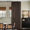 Dark Chocolate 102 Inch Pinch Pleated Semi Sheer Linen Curtains 2 Panels | by Twodrapes