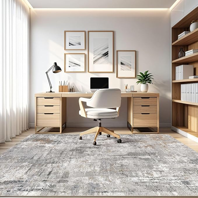 LOONGRUG 6x9 Area Rugs Washable Neutral Modern Living Room Rug Grey Rust | - Image 8