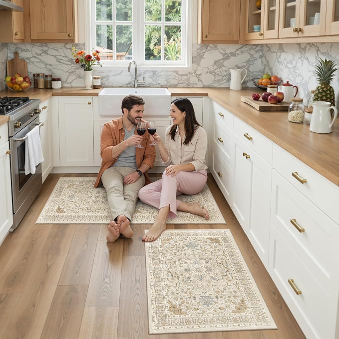 Madane 2-Piece Area Rugs Set, Small Kitchen Runner Non-Slip, Low Pile Floor - Image 4