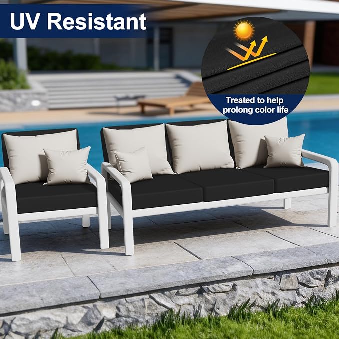 Smiry Waterproof Patio Cushion Covers, Stretch Outdoor Furniture Covers | Couch - Image 3