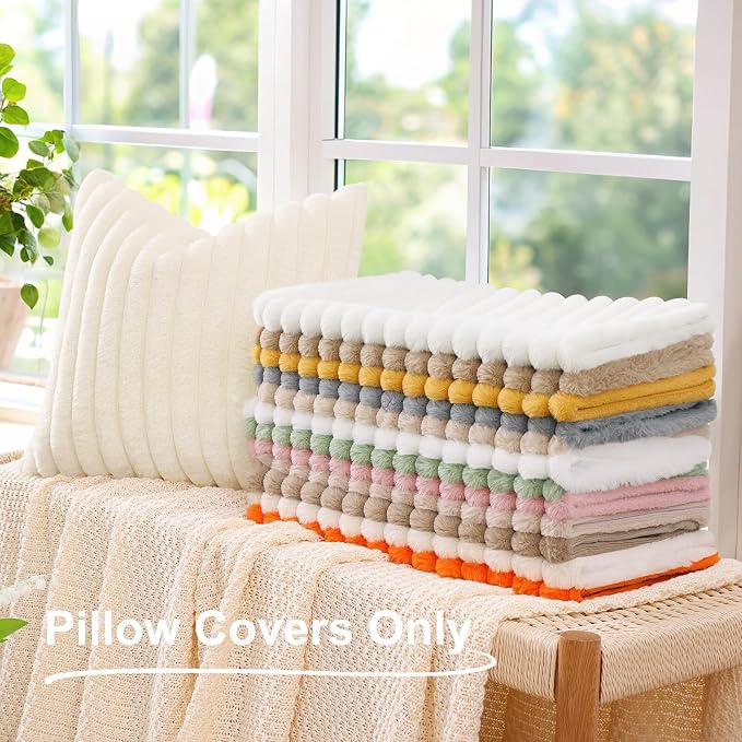 decorUhome Fall Faux Fur Throw Pillow Covers 16x16 Set of 2 Christmas Green | - Image 7