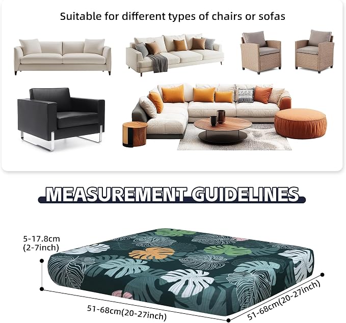 8Pcs Patio Cushion Covers, Outdoor Stretch Cushion Covers, Washable | Stretch - Image 2