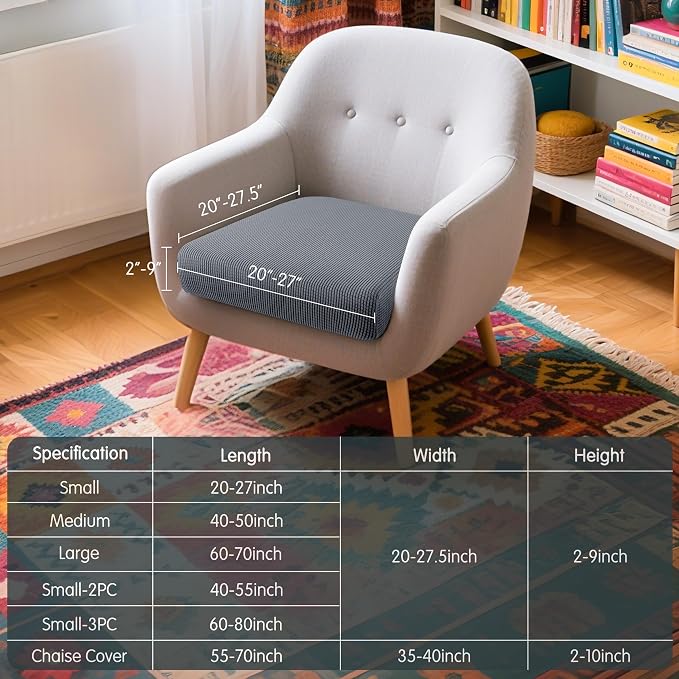 Hokway Stretch Couch Cushion Slipcovers Reversible Cushion Protector Slipcovers - Image 3