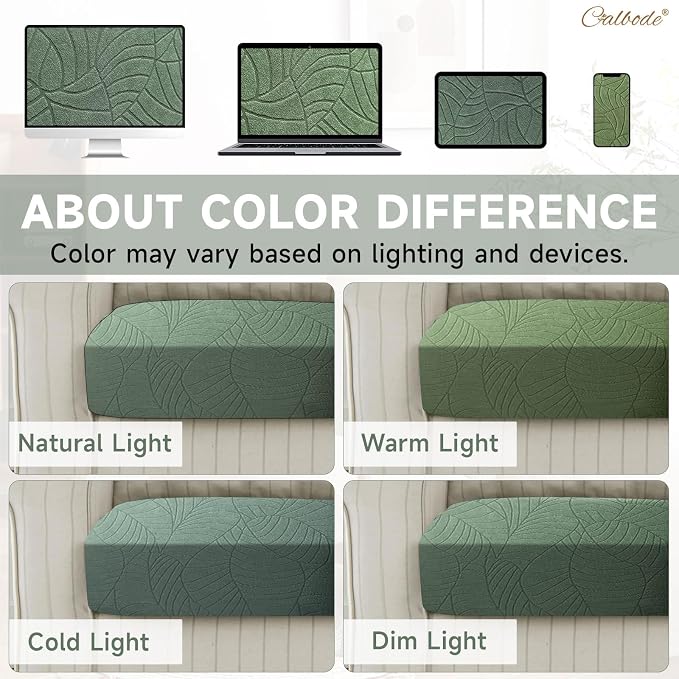 CALBODE 12Pcs Stretch Couch Cushion Covers, Water Resistant Outdoor Sofa - Image 6